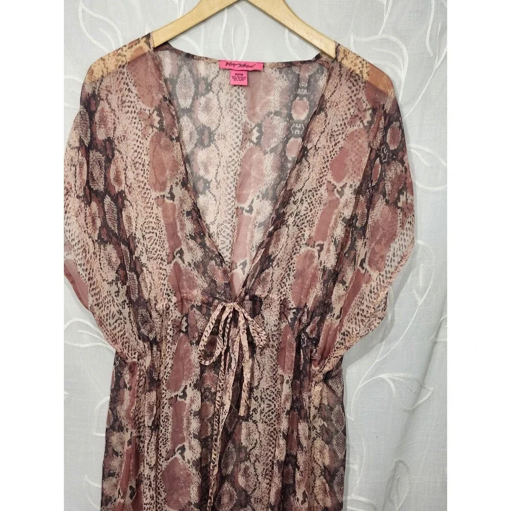 Betsey Johnson Snake Bite Tie Front Swim Suit Cover Up Duster One Size Fits Most